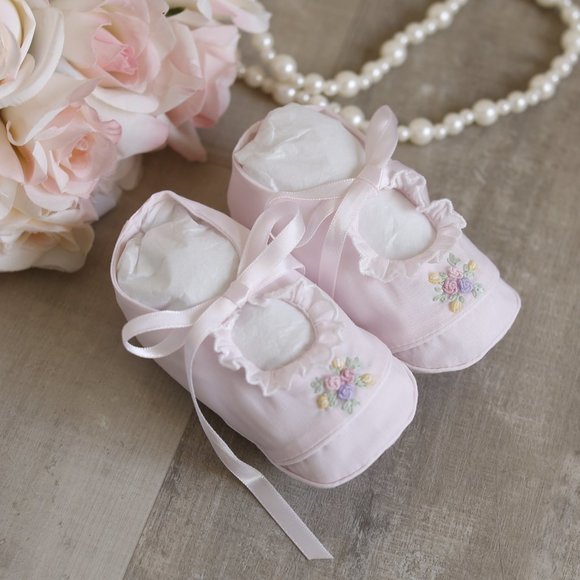 Pink Dress Set Feltman Brothers Embroidered Shoes Diaper Cover Size 6 Months NWT - Picture 2 of 4